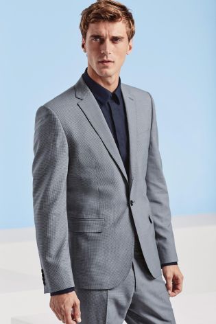 Light Blue Puppytooth Slim Fit Suit: Jacket